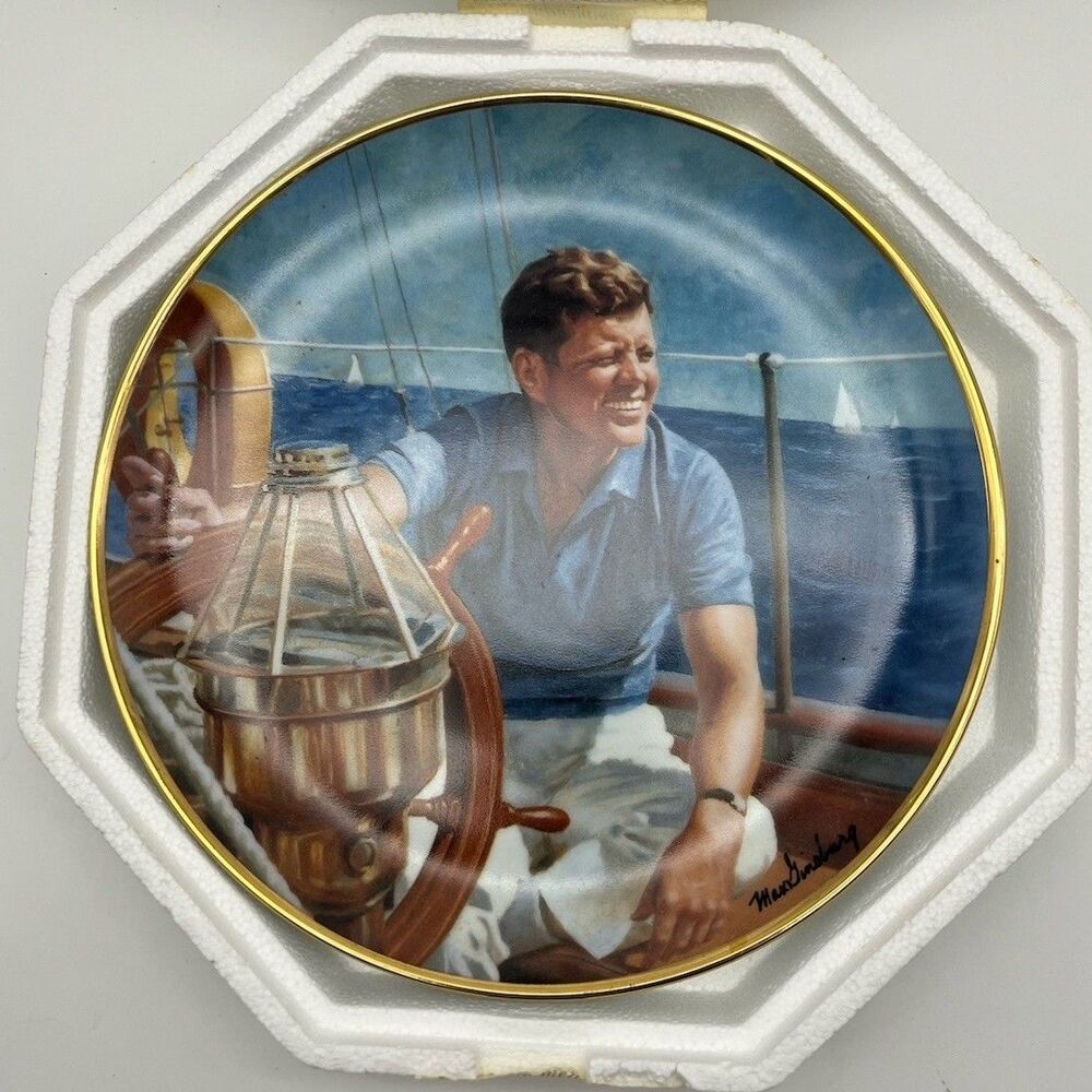 John F. Kennedy ‘At the Helm’ Plate by Max Ginsburg 8" LA1732